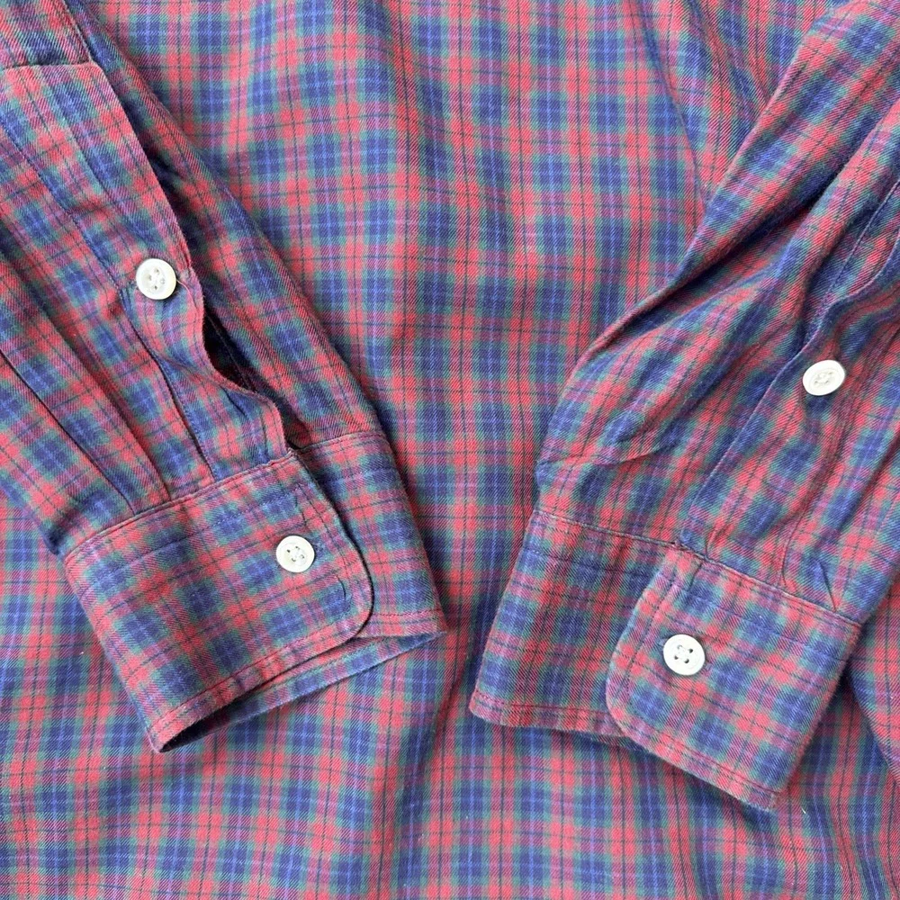 Polo Ralph Lauren Shirt Mens Medium Red Tartan Plaid Lowell Sport Sleeved Cotton